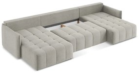 Светлосив разтегателен ъглов диван с място за съхранение (U форма) Moku – Makamii