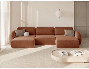 Шенилов сгъваем/с място за съхранение ъглов диван в тухлен цвят (U форма) Tonale – Cosmopolitan Design