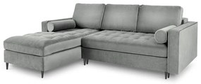 Светлосиво кадифено ъглово канапе, ляв ъгъл Santo - Milo Casa