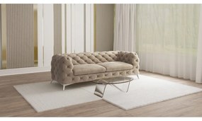 Сиво-бежов кадифен диван 225 cm Chelsea – Ropez