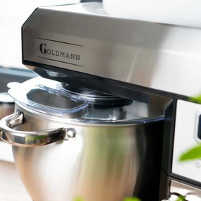Планетарен миксер Goldmann GM-1115BD, 2200W, 8.5 л, 6 скорости + импулси, Таймер, Иноксова купа, LED, Инокс