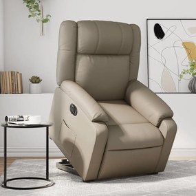 3205170 vidaXL Електрически изправящ реклайнер стол, капучино, изкуствена кожа