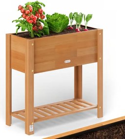Повдигната градинска леха от акациево дърво с място за съхранение 68 × 30 × 75 cm
