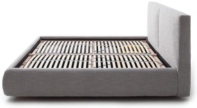 Сиво двойно легло 180x200 cm тапицирано с място за съхранение с включена подматрачна рамка Atesio – Meise Möbel