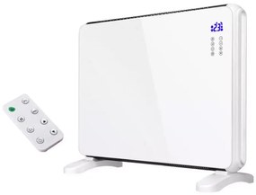Конвектор със стъклен панел ZEPHYR ZP 1974 G, 2000W, За стена или под, 2 степени, Дистанционно, 5 до 35°C, LCD, Бял