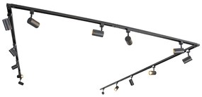 Модерна 1-фазна релсова система с 14 прожектори черна - Jeana