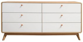 Бяло-естествен нисък скрин от декор от дъб 150x74 cm Caitlin – Støraa