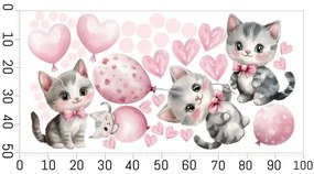 Детски стикер за стена - розови котенца Šírka: 100 cm | Dĺžka: 200 cm