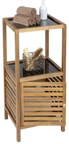 Нисък тесен шкаф за баня от масивна акация в черен и естествен цвят 39,5x86 cm Fondi – Wenko