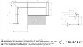 Антрацитен разтегателен ъглов диван от рипсено кадифе (ляв ъгъл) Brave Dave – Miuform