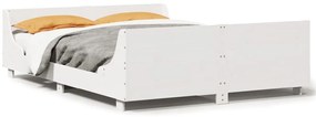850771 vidaXL Рамка за легло без матрак, бял, 120x200 см, бор масив