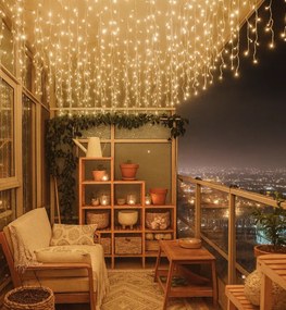 LED коледно външно осветление, топло бяло IP44 500 LED/23m