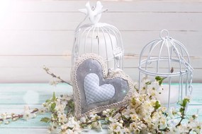 Картина на платно – Винтидж сърчице и фенерчета