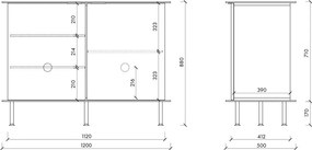 Черен скрин с отвор за кабели 120x88x50 cm Suumo – noo.ma