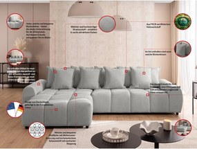 Светлосив ъглов диван (ляв ъгъл) Albane – Ropez