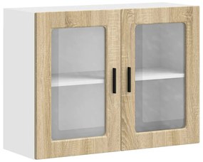 854090 vidaXL Кухненски стенен шкаф със стъклена врата Porto дъб сонома