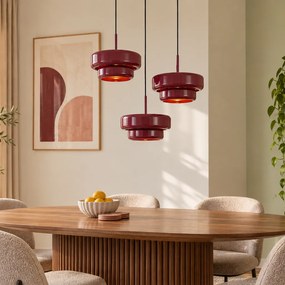 Retro Pendant Lamp Plum with Metal Shade 3-Light - Ophelia