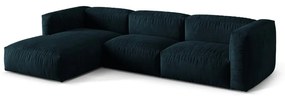 Тъмносин кадифен модулен ъглов диван (ляв ъгъл) Martina – Micadoni