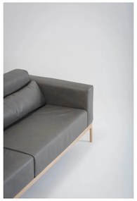 Тъмно сив диван от биволска кожа с масивна дъбова конструкция , 240 см Fawn - Gazzda