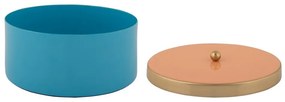 Синя декоративна метална кутия за съхранение ø 16x6 cm Double Funky – PT LIVING