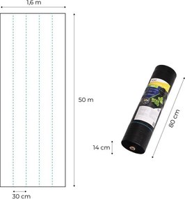 Агротекстил срещу плевели 90 g/m² + 50 щифта за закрепване Šírka: 1,6 m | Dĺžka: 50 m