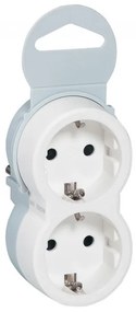 Legrand 050655  Разклонител за контакт 2x2P+E, немски стандарт, Бял/Сив - 050655