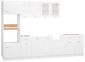 3067623 vidaXL Комплект кухненски шкафове, 7 части, "Lyon", бяло инженерно дърво