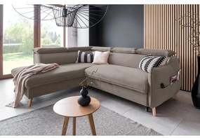 Светлокафяв кадифен ъглов разтегателен диван (ляв ъгъл) Sweet Harmony - Miuform