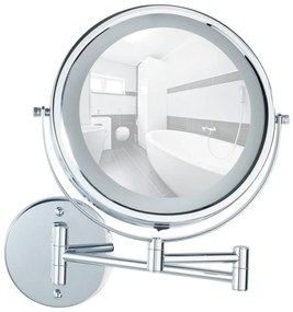 Козметично огледало със светлина/увеличително (5x) ø 17,5 cm Power-Loc Lumi – Wenko