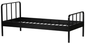 Черно метално единично легло с решетка 90x200 cm Mees - WOOOD