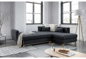 Тъмно сив ъглов разтегателен диван десен ъгъл Scandic Lagom - Miuform