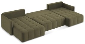 Разтегателен ъглов диван с място за съхранение в цвят каки (U форма) Moku – Makamii