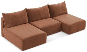 Разтегателен ъглов диван с място за съхранение в тухлен цвят Kalena – Makamii