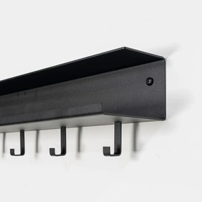 Черна метална стенна закачалка с рафт Easy - Spinder Design