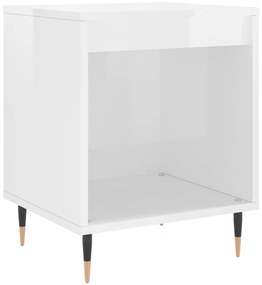 830704 vidaXL Нощно шкафче, бял гланц, 40x35x50 см, инженерно дърво
