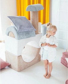 Синя детска възглавница за диван от рипсено кадифе Block – Wigiwama