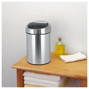 Кош за боклук Brabantia Touch Bin 647211, 3 л, Плавно и безшумно отваряне, Стенен монтаж, Инокс/мат