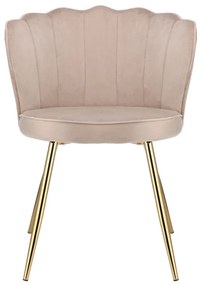 Кадифен стол за хранене FIORE във формата на раковина Бежово