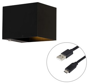 Стенна лампа черна с LED и сензорен димер акумулаторна - Joris