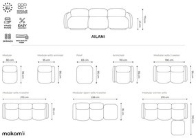 Бежов модулен ъглов диван от букле Ailani – Makamii