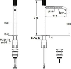 Смесител за умивалник висок с клапан Clic-Clac Oso Eurorama-хром