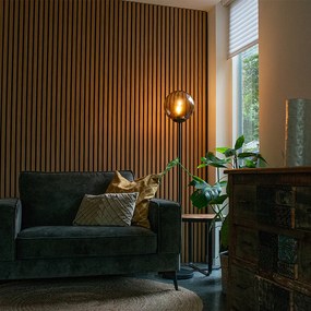 Подова лампа в стил арт деко черна с опушено стъкло - Pallon