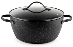 Тенджера Luigi Ferrero Symphony FR-2410, 24x11.5 см, 4.3 л, Незалепващо покритие, Стъклен капак с отвор за пара, Стоманени дръжки с PVD, Индукция, Черен мрамор