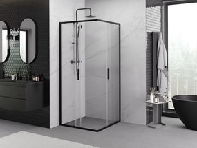 Mexen Exo квадратна плъзгаща се душ кабина 90 x 90 см, прозрачна, черна - 8111-090-090-70-00