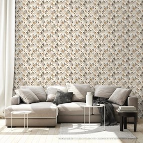Самозалепващ тапет – Бежова геометрия с пространствен ефект