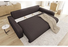 Кафяв разтегателен диван с място за съхранение от рипсено кадифе 234 cm Sara – Ropez