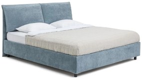 Синьо тапицирано двойно легло с място за съхранение и включена подматрачна рамка 180x200 cm Myra Pillow – Bonami Selection