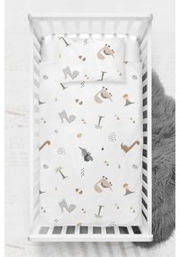 Бяло детско спално бельо от памук Renforcé 100x150 cm Dinozor – Mijolnir