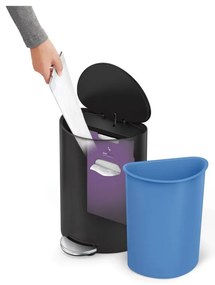 Матово черно метално кошче за боклук с педал 6 l – simplehuman
