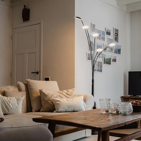 Дизайнерска подова лампа черна с 5-светлинна димираща LED - Sixties Trento